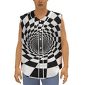 Black And White Hypnotic Illusion Print Sleeveless Baseball Jersey
