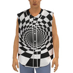 Black And White Hypnotic Illusion Print Sleeveless Baseball Jersey