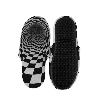 Black And White Hypnotic Illusion Print Slippers
