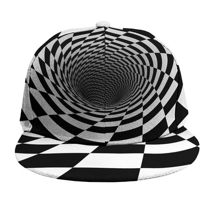 Black And White Hypnotic Illusion Print Snapback Cap