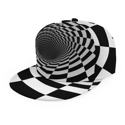 Black And White Hypnotic Illusion Print Snapback Cap
