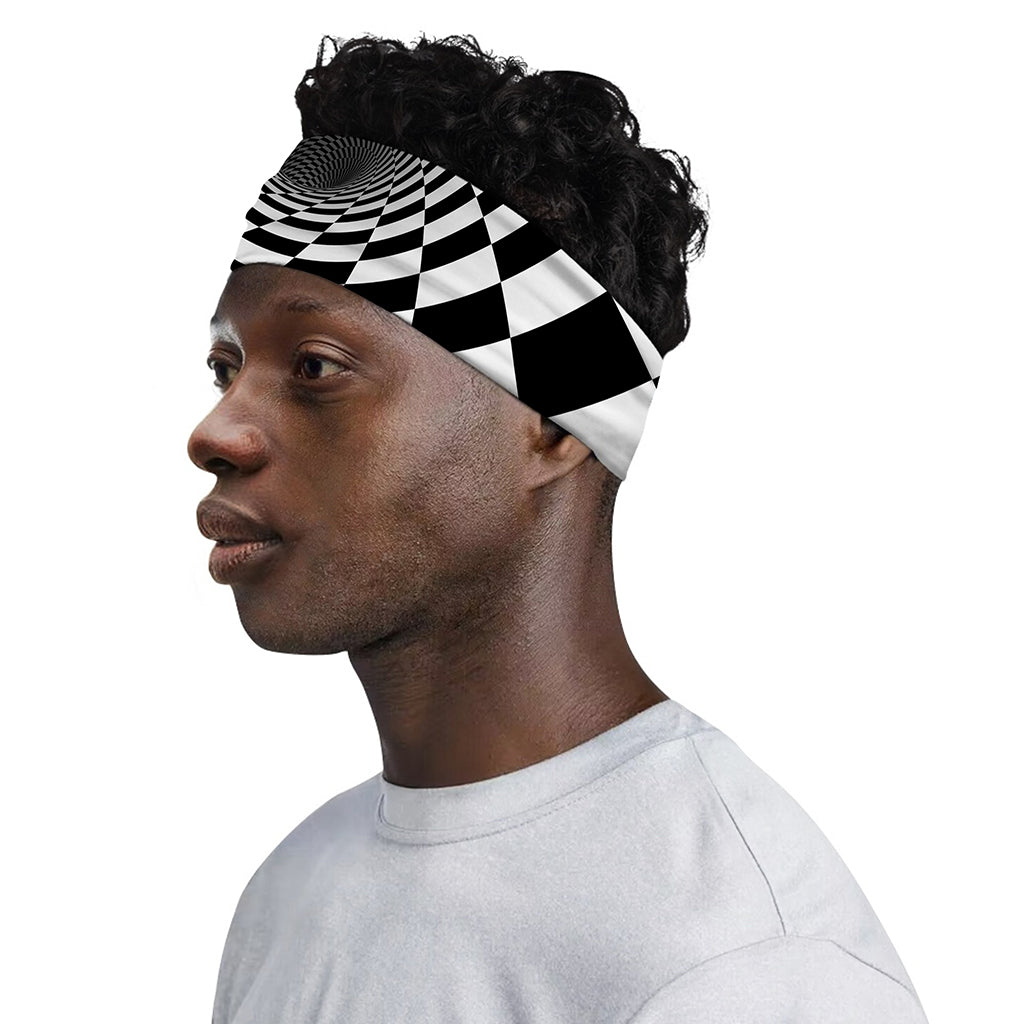 Black And White Hypnotic Illusion Print Sports Headband