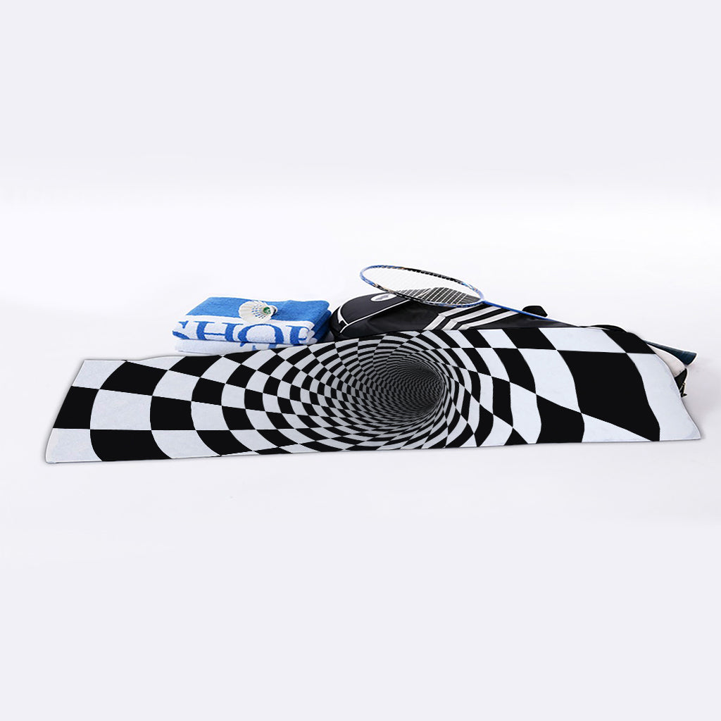 Black And White Hypnotic Illusion Print Sports Towel