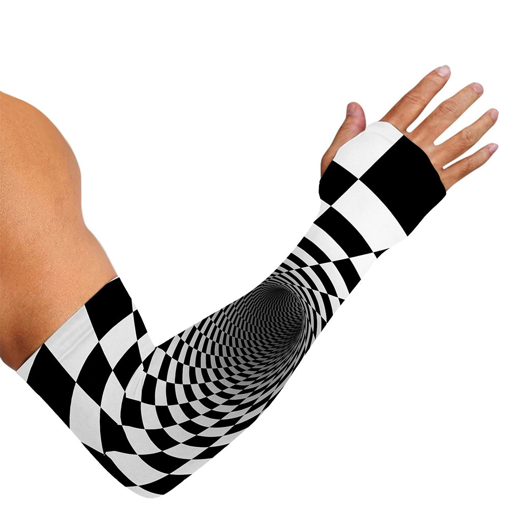 Black And White Hypnotic Illusion Print Sun Protection Arm Sleeves