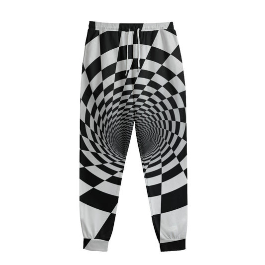 Black And White Hypnotic Illusion Print Sweatpants