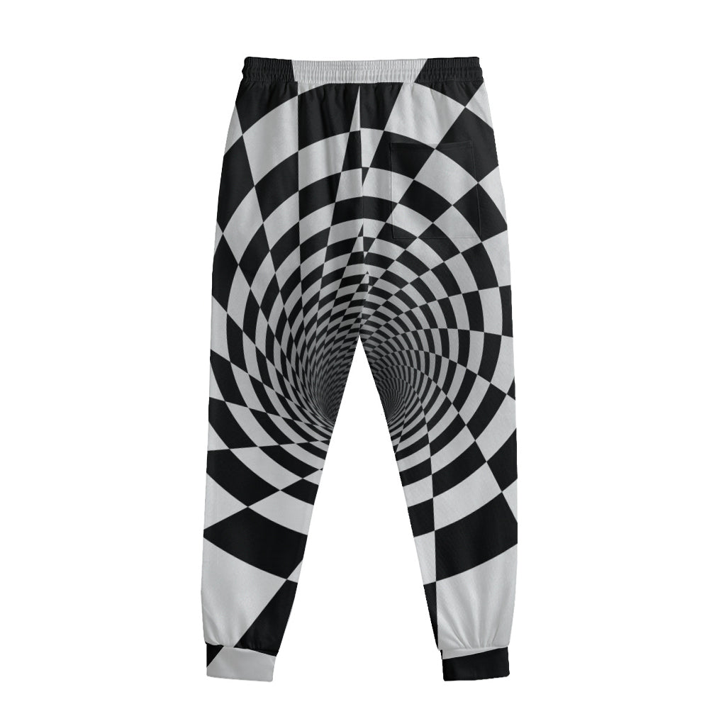 Black And White Hypnotic Illusion Print Sweatpants