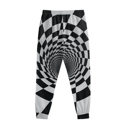 Black And White Hypnotic Illusion Print Sweatpants