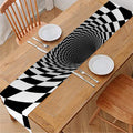 Black And White Hypnotic Illusion Print Table Runner