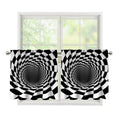 Black And White Hypnotic Illusion Print Tier Curtains