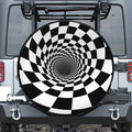 Black And White Hypnotic Illusion Print Tire Cover