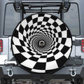Black And White Hypnotic Illusion Print Tire Cover With Camera Hole