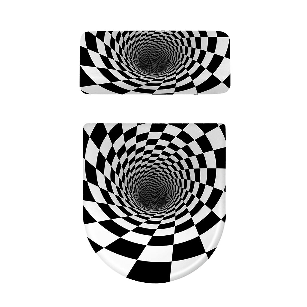 Black And White Hypnotic Illusion Print Toilet Lid And Tank Cover Set