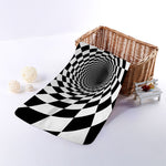 Black And White Hypnotic Illusion Print Towel