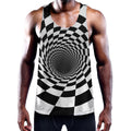 Black And White Hypnotic Illusion Print Men's Workout Tank Top