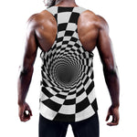 Black And White Hypnotic Illusion Print Training Tank Top