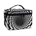 Black And White Hypnotic Illusion Print Travel Makeup Bag