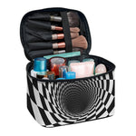 Black And White Hypnotic Illusion Print Travel Makeup Bag
