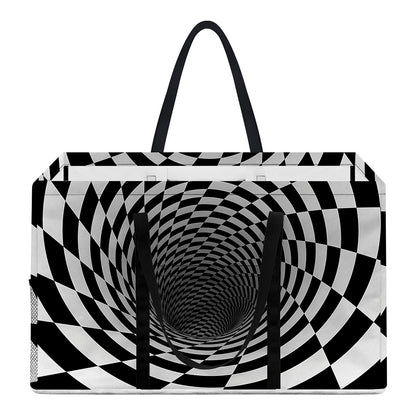 Black And White Hypnotic Illusion Print Utility Tote Bag