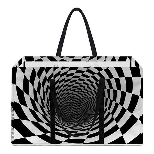 Black And White Hypnotic Illusion Print Utility Tote Bag