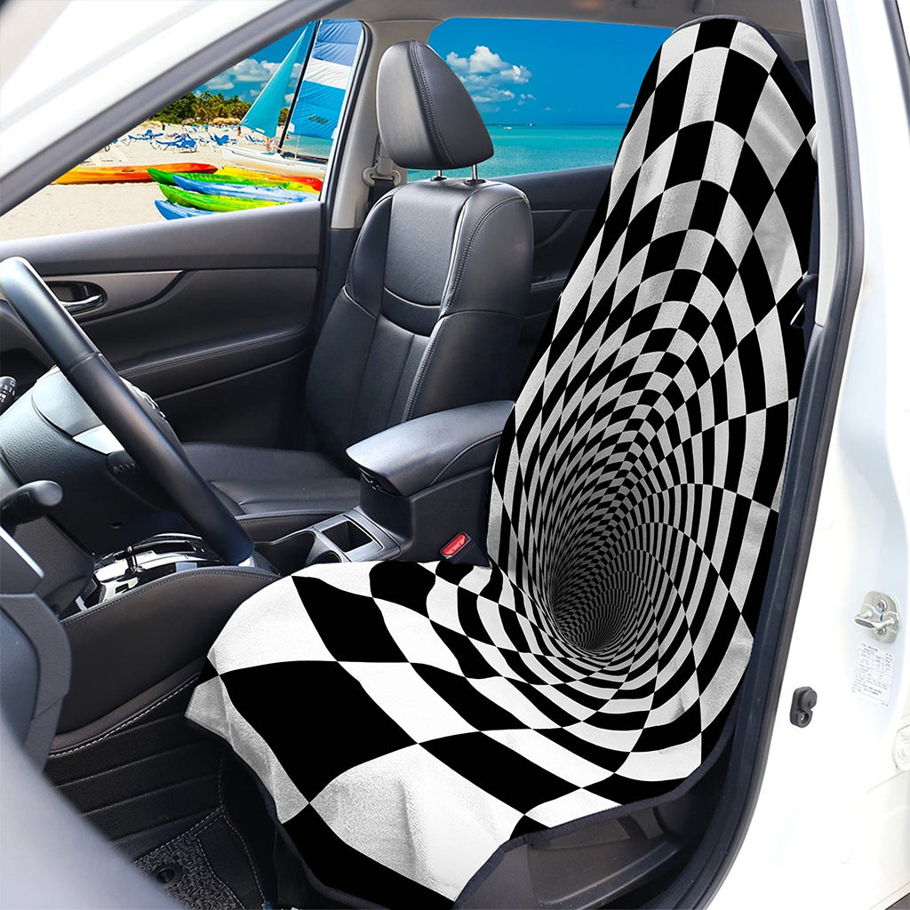 Black And White Hypnotic Illusion Print Waterproof Car Seat Cover