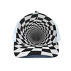 Black And White Hypnotic Illusion Print White Mesh Trucker Cap