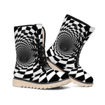 Black And White Hypnotic Illusion Print Winter Boots