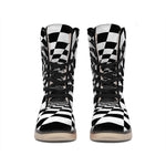 Black And White Hypnotic Illusion Print Winter Boots