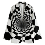Black And White Hypnotic Illusion Print Women's Blazer