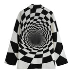 Black And White Hypnotic Illusion Print Women's Blazer