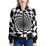 Black And White Hypnotic Illusion Print Women's Bomber Jacket