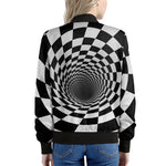 Black And White Hypnotic Illusion Print Women's Bomber Jacket