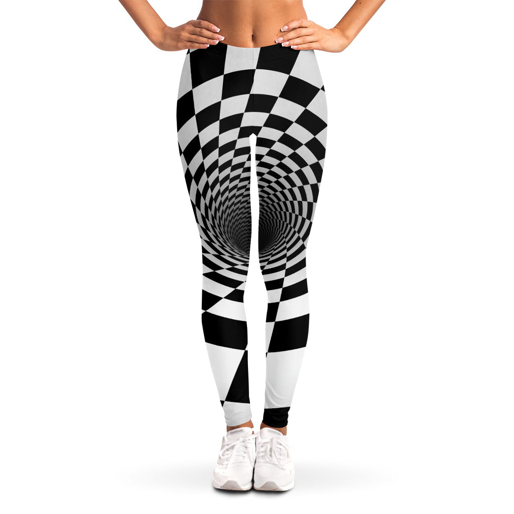 Black And White Hypnotic Illusion Print Women's Leggings