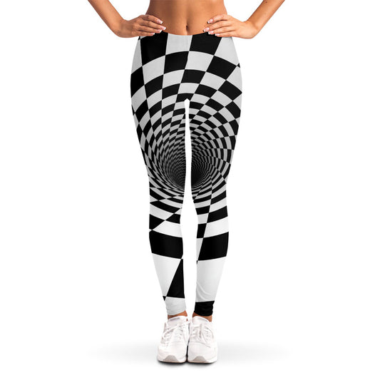 Black And White Hypnotic Illusion Print Women's Leggings