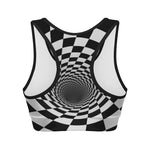 Black And White Hypnotic Illusion Print Women's Sports Bra