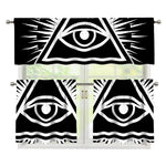 Black And White Illuminati Print 3 Piece Kitchen Curtains