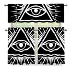 Black And White Illuminati Print 3 Piece Kitchen Curtains