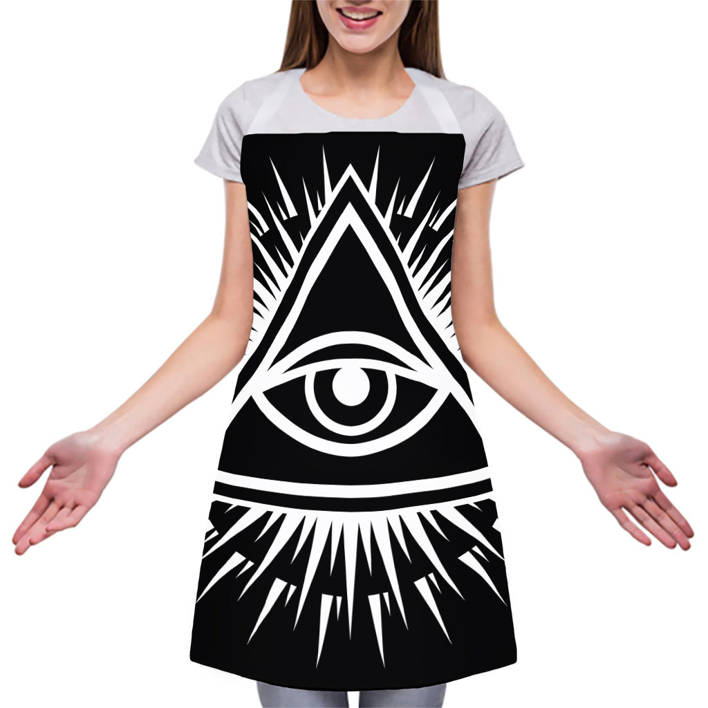 Black And White Illuminati Print Adjustable Apron