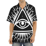 Black And White Illuminati Print Aloha Shirt
