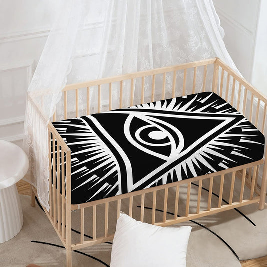 Black And White Illuminati Print Baby Crib Sheet