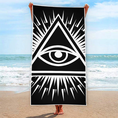 Black And White Illuminati Print Beach Towel