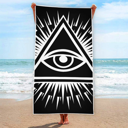 Black And White Illuminati Print Beach Towel