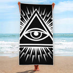 Black And White Illuminati Print Beach Towel
