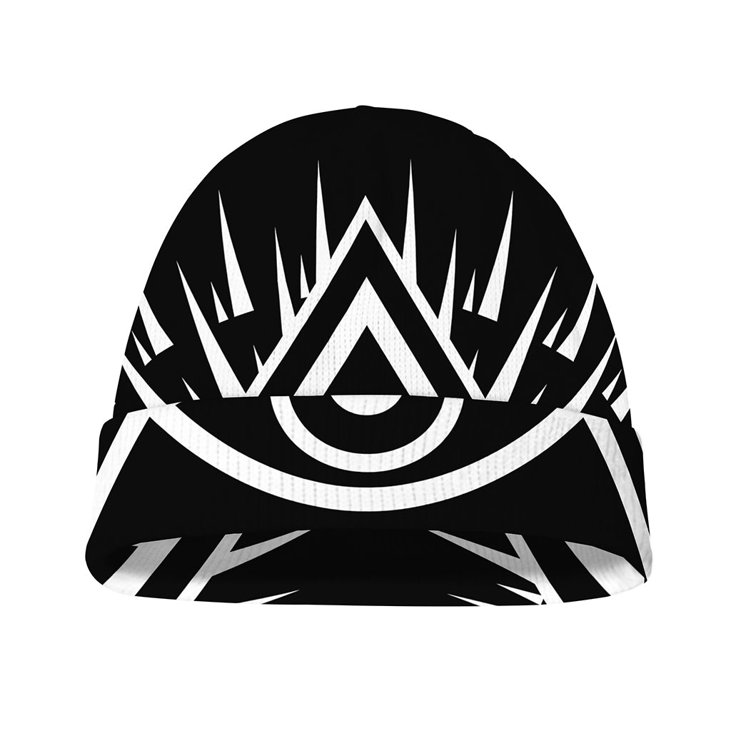 Black And White Illuminati Print Beanie