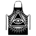Black And White Illuminati Print Bib Apron With Pocket