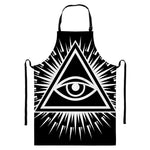 Black And White Illuminati Print Bib Apron With Pocket