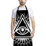 Black And White Illuminati Print Bib Apron With Pocket