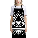 Black And White Illuminati Print Bib Apron With Pocket
