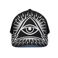 Black And White Illuminati Print Black Mesh Trucker Hat