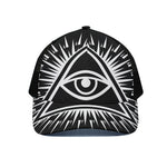 Black And White Illuminati Print Black Mesh Trucker Cap