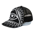 Black And White Illuminati Print Black Mesh Trucker Cap